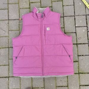 Carhartt Montana Puffer Vest Sz L Insulated Reversible Sherpa Pink EUC No Flaws